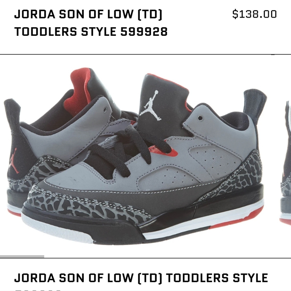 Nike Air Jordan Son of Low TD Toddlers Shoes Size 2c Basketball Gray 599928 004